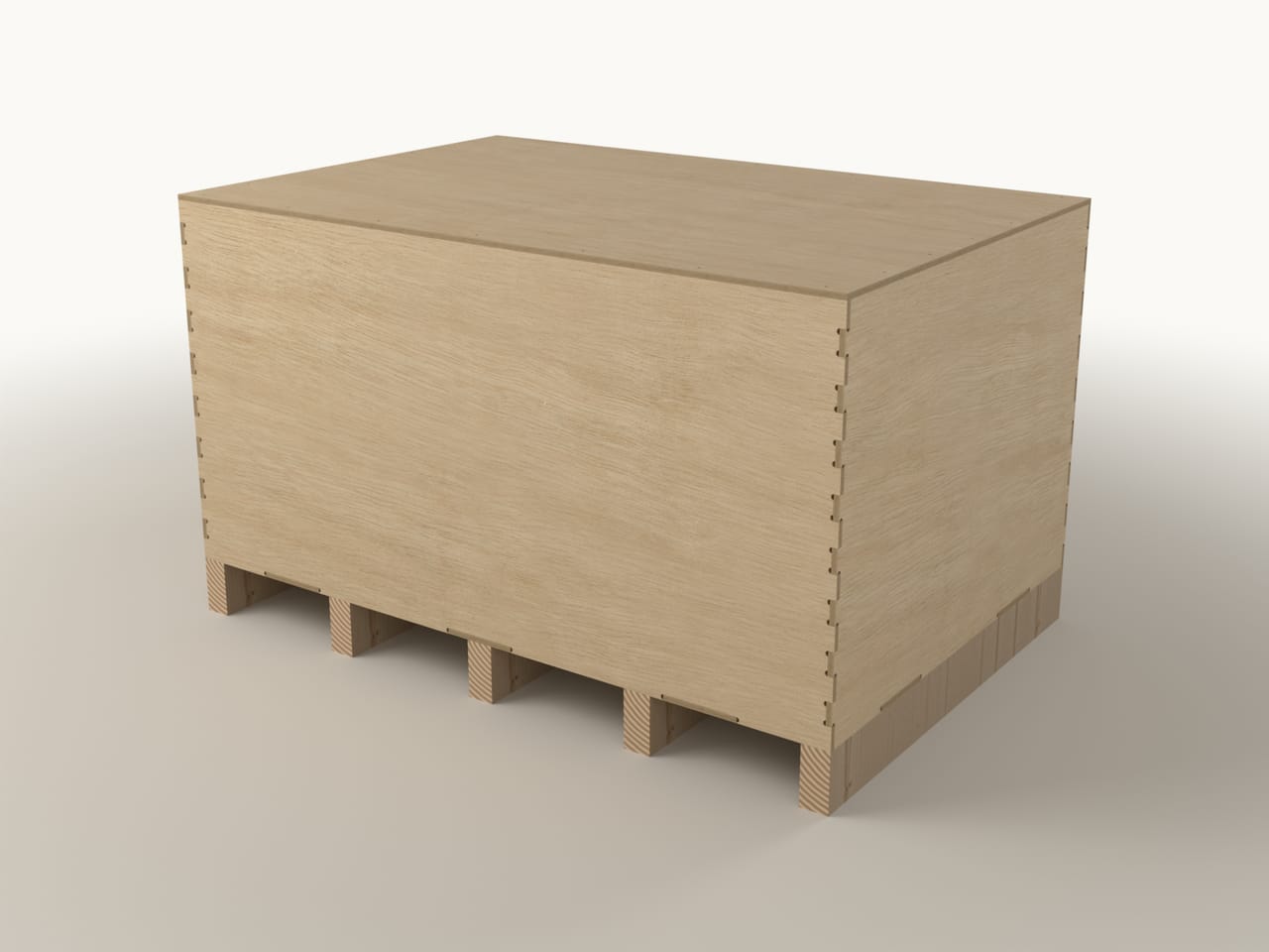 Flat-pack plywood crate CB-1180.780.600, second view (render)