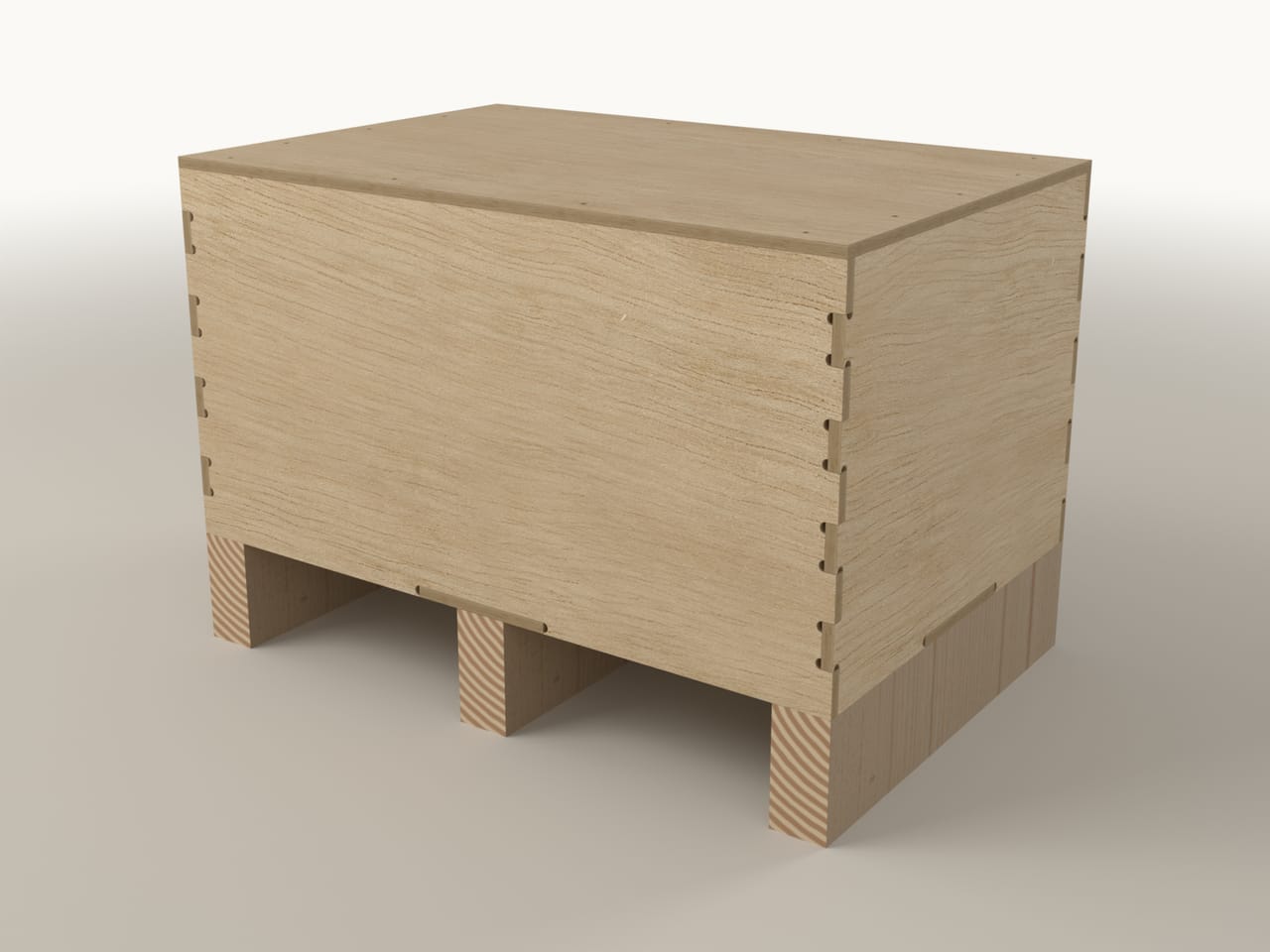 Flat-pack plywood crate CB-580.380.300, second view (render)