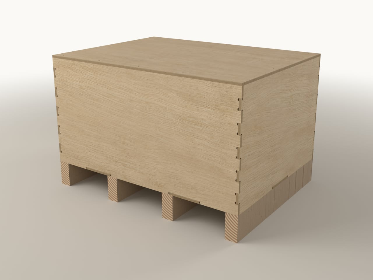 Flat-pack plywood crate CB-780.580.400, second view (render)