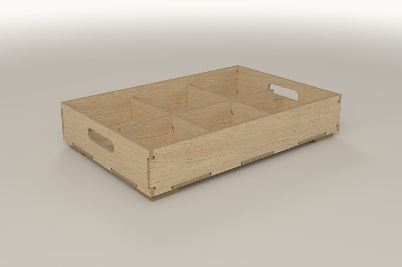 600 x 400 mm production tray: three-quarter view (render)